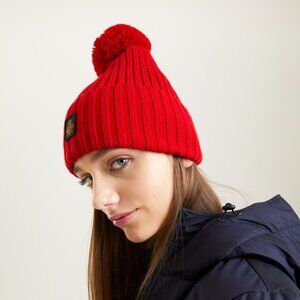 NWT RefrigiWear 1954 Ribbed Carvin Hat Beanie with Pom Red Cap NEW